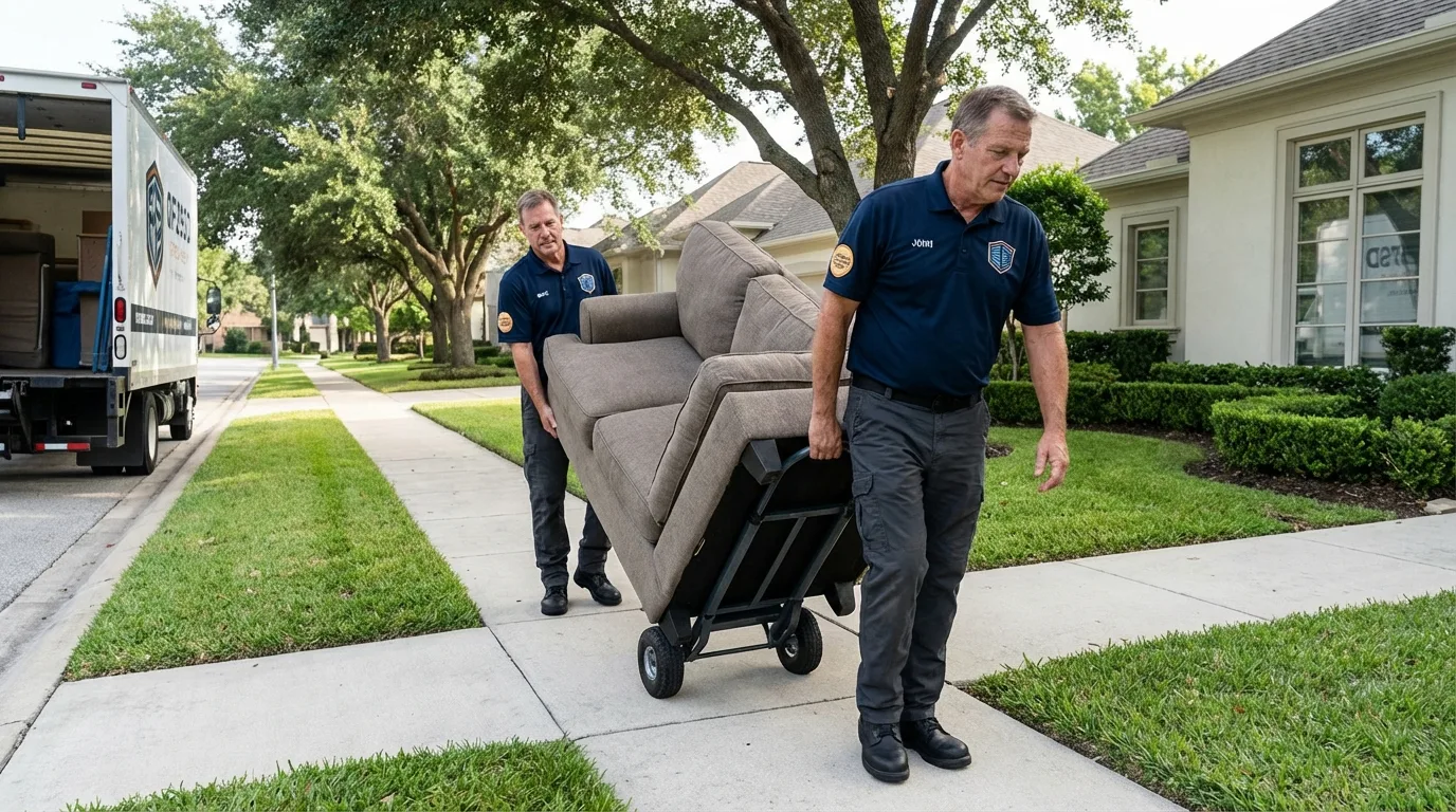 Local residential moving crew loading furniture in Burlingame, CA